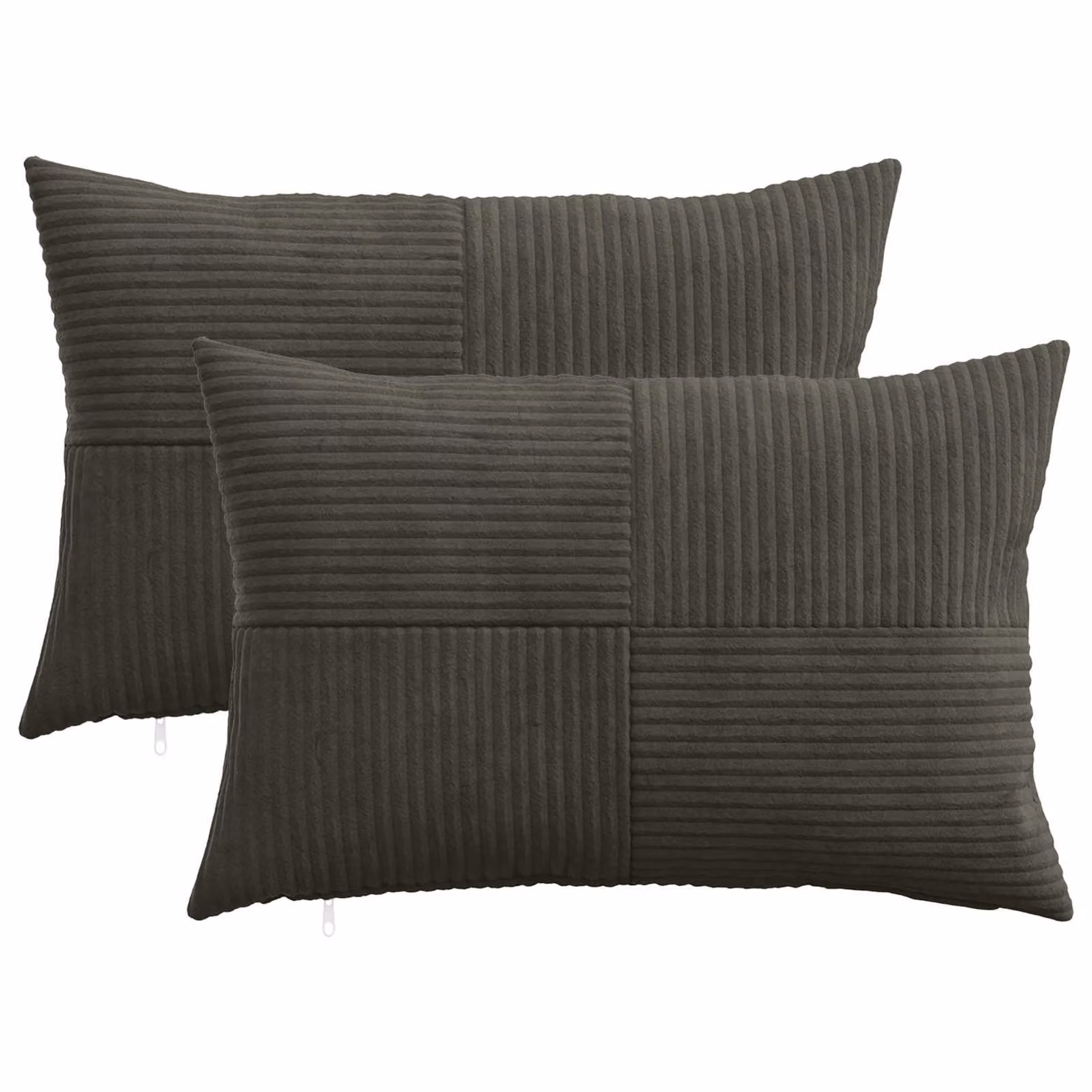 Set di 2 federe vidaXL ALMELO in velluto a coste, colore antracite, L 50 cm x P 70 cm