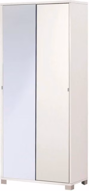 Armadio multiuso due ante scorrevoli con specchio Bianco 82x41x h190 cm