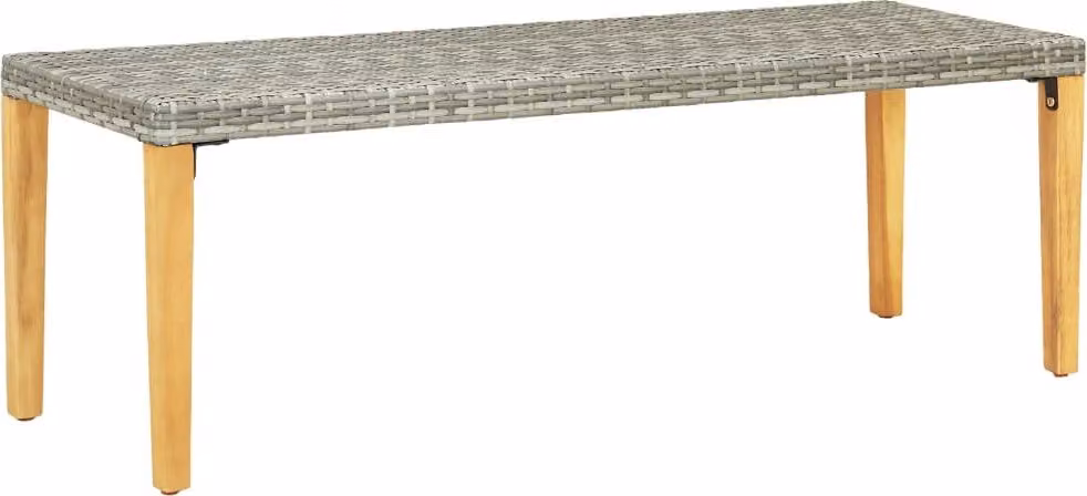 The Living Store Panca da giardino 80 cm Poly Rattan Grigio