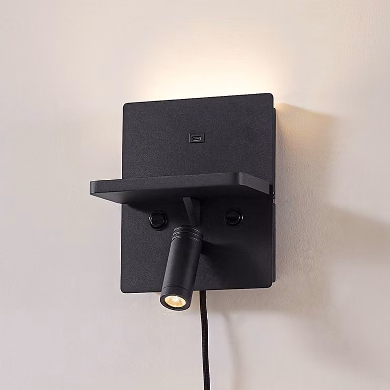 Applique da parete a LED Auden Lindby, Nero, Soggiorno / Sala da pranzo, Metallo, Moderno, Applique a LED