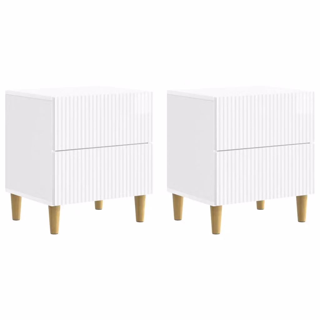 Set di 2 Armadi da Notte vidaXL Bianco Lucido L/P/H: 43 x 34,5 x 48 cm – 2