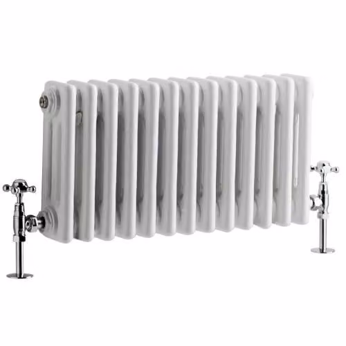 Radiatore Orizzontale Bianco in Stile Ghisa - 300 x 605 x 100mm - 420W - Regent