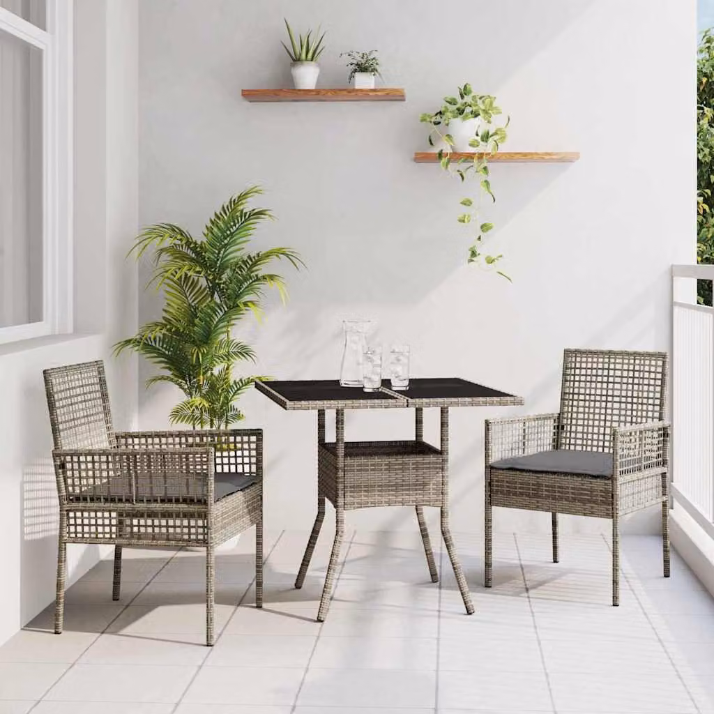 Maison Exclusive - Set da Pranzo per Giardino 3 pcs Grigio polyrattan