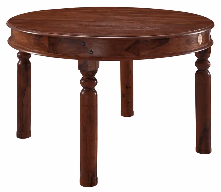 MASSIVMOEBEL24 | tavolo da pranzo in legno di Acacia 120x120x76 nougat laccato OXFORD #332