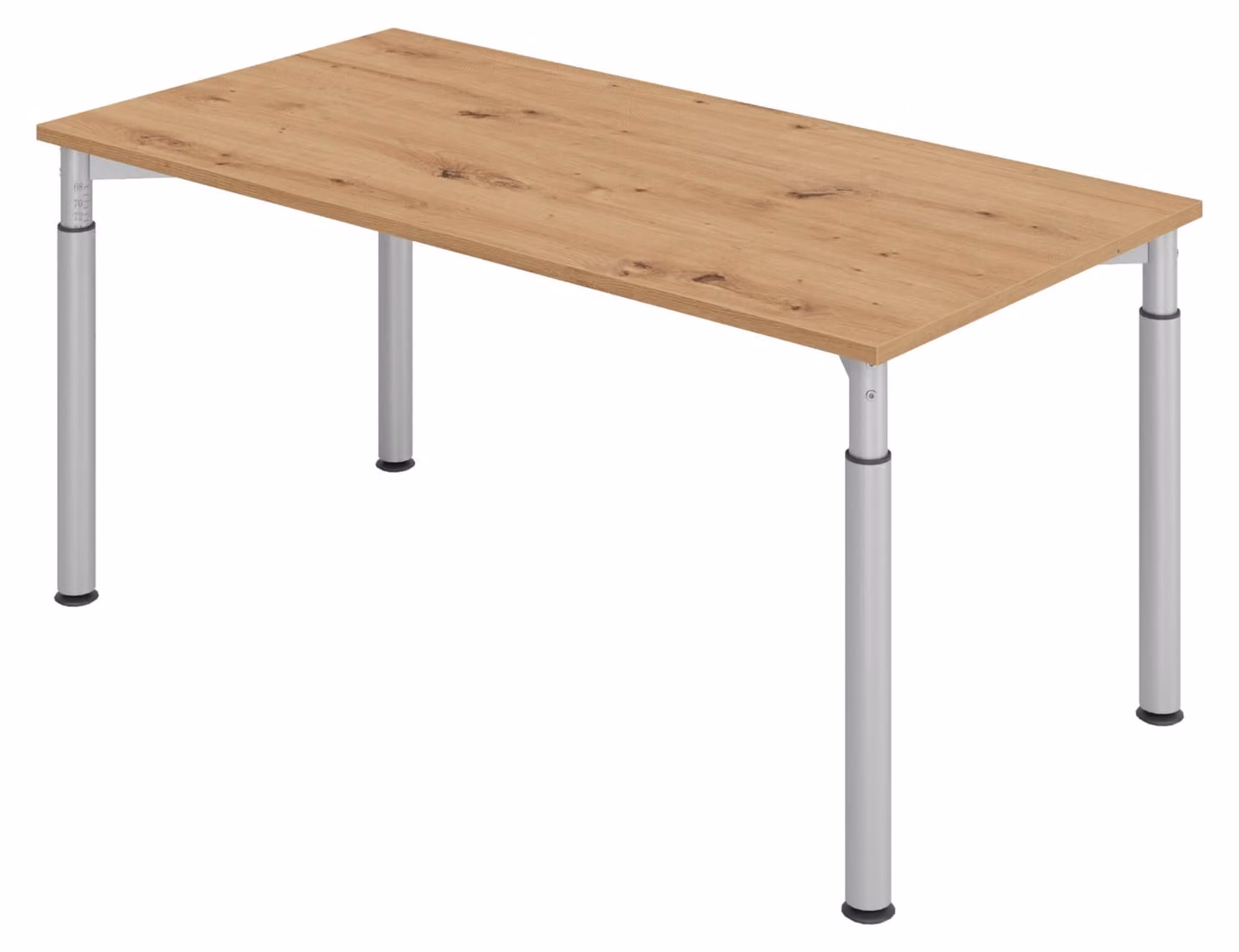 bümö Scrivania Serie-Y - Struttura: argento, dimensioni: 160 x 80 cm, decorazione: rovere nodoso
