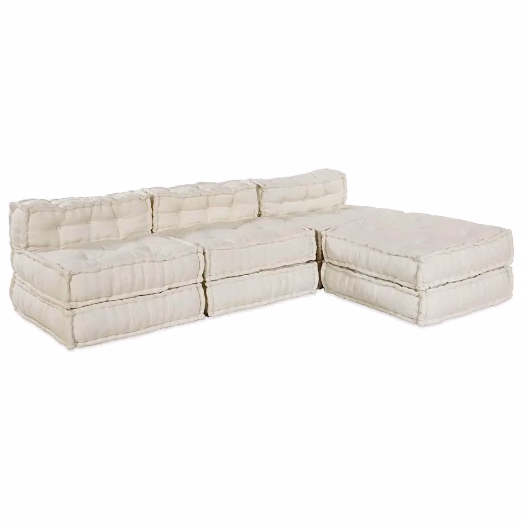 vidaXL Divano Modulare a L in Tessuto Beige con Struttura Imbottita L/P/H: 210 x 140 x 56 cm