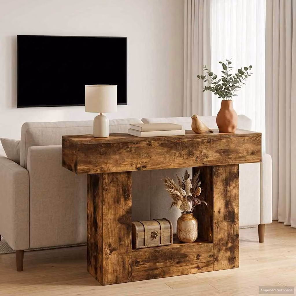 Mobile vidaXL in legno color quercia affumicata L: 101 cm, P: 30 cm, H: 74 cm