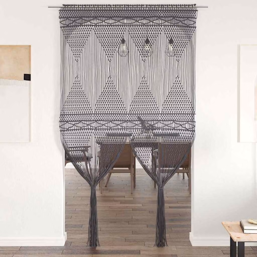 Tenda Macramè boho vidaXL in cotone e poliestere, colore antracite, L: 140 cm x H: 240 cm