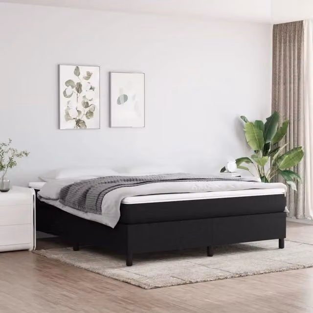 Struttura Letto a Rete a Molle Giroletto Design In Nero L: 160 cm, P: 203 cm – 1