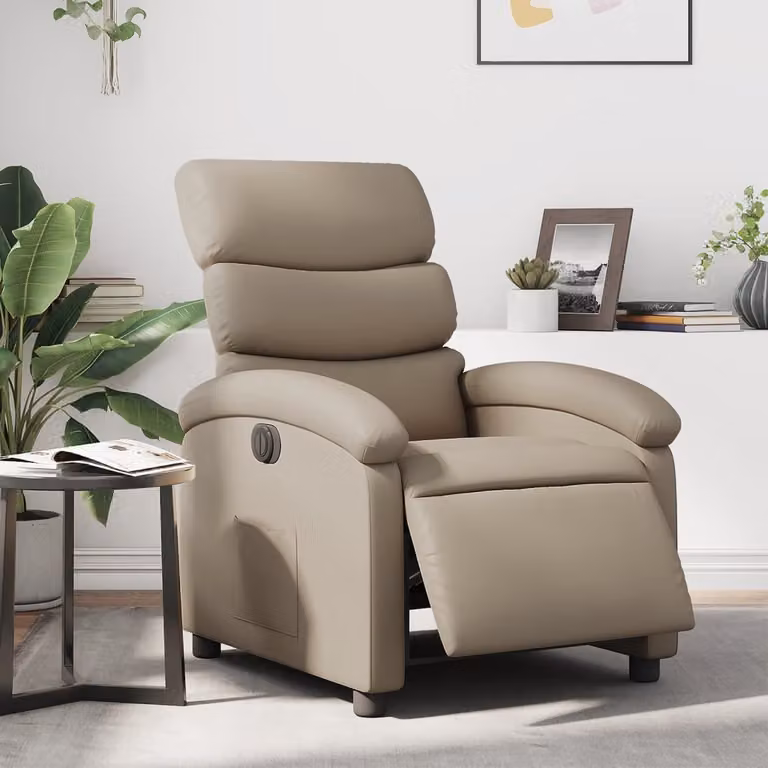 Poltrona Reclinabile Elettrica vidaXL in Similpelle Beige e Marrone con Braccioli per Soggiorno