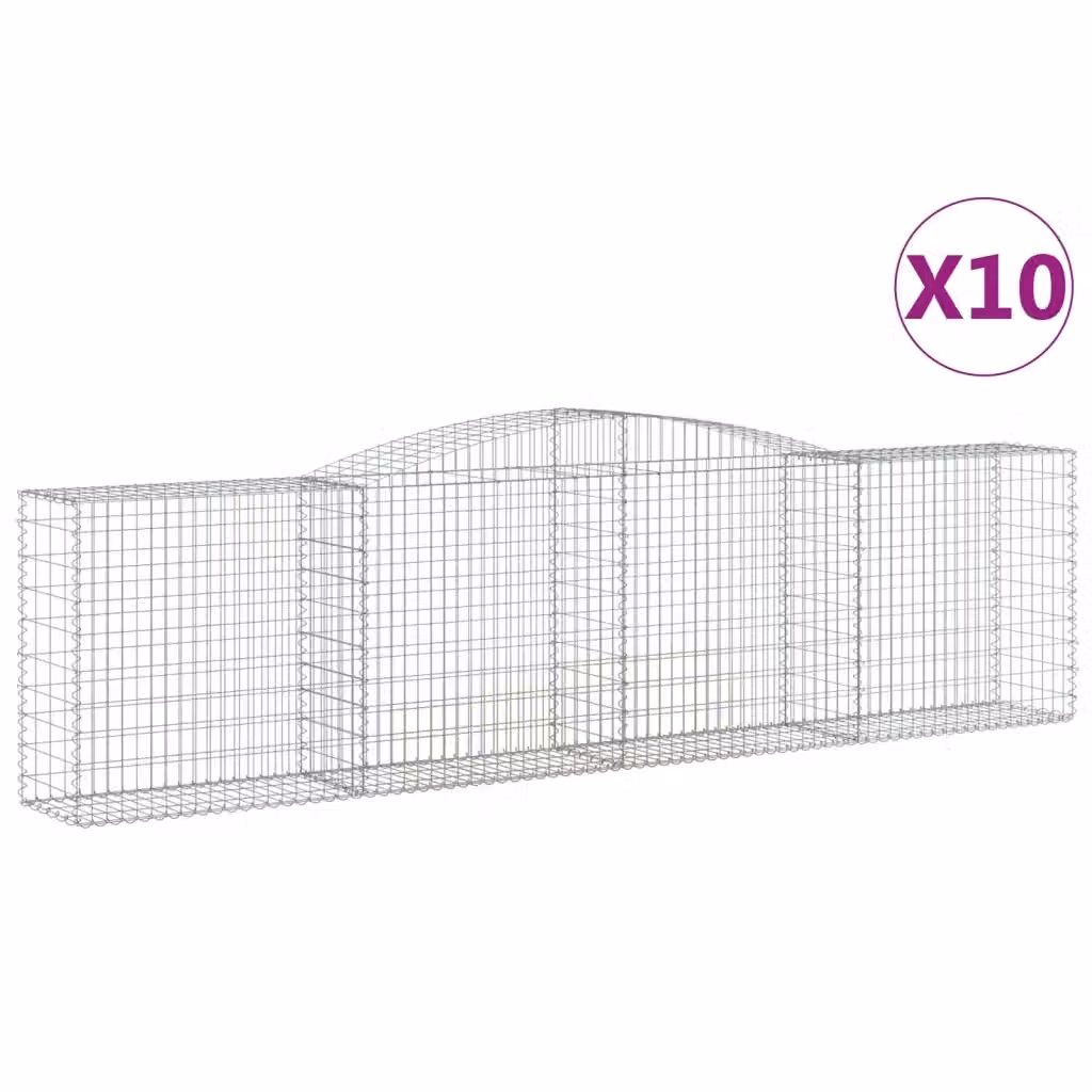 Set di 10 Cesti Gabbioni ad Arco Videx in Acciaio Zincato Colore Argento L: 400 cm, P: 50 cm, H: 100/120 cm – 2