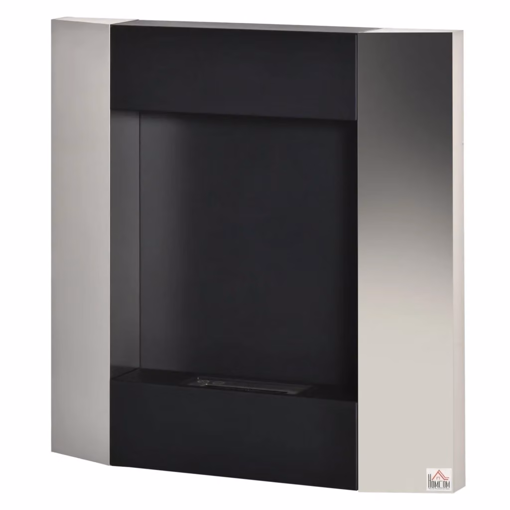 Camino a bioetanolo da parete Xylo in acciaio, Argento e Nero, L 72 cm x H 72 cm x P 11 cm – 2