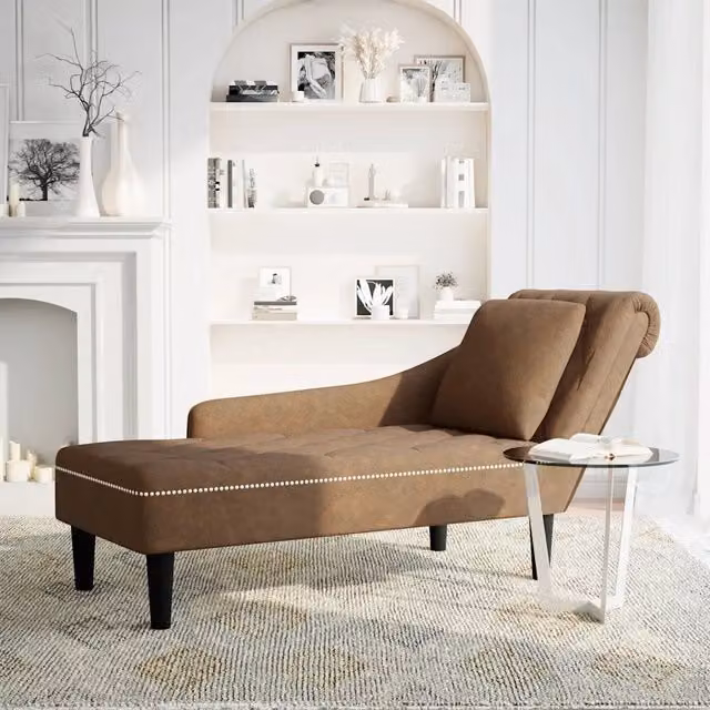 Sdraio con Cuscino e Bracciolo Destro in Similpelle Marrone CFW4011547