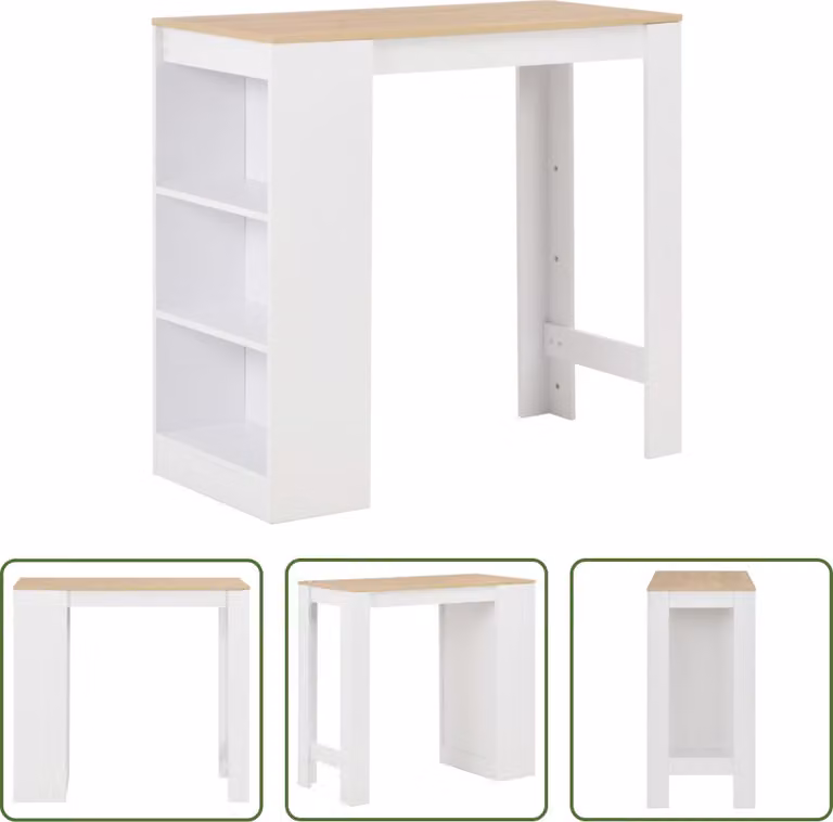 The Living Store Tavolo da bar con ripiano bianco 110x50x103 cm
