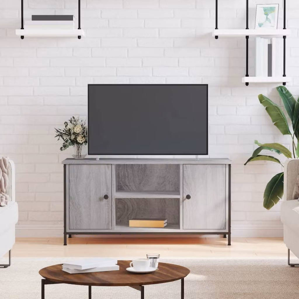 Mobile Porta TV vidaXL in Stile Industrial, Grigio, L 100 cm x P 40 cm x H 50 cm