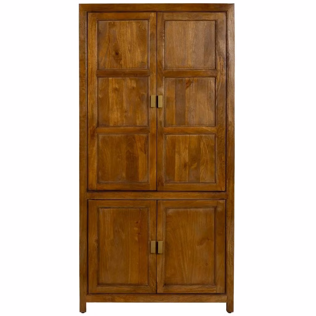Armadio Wanderlust Deco in legno di mango marrone e oro con 4 ante, L: 90 cm, P: 40 cm, H: 180 cm – 2