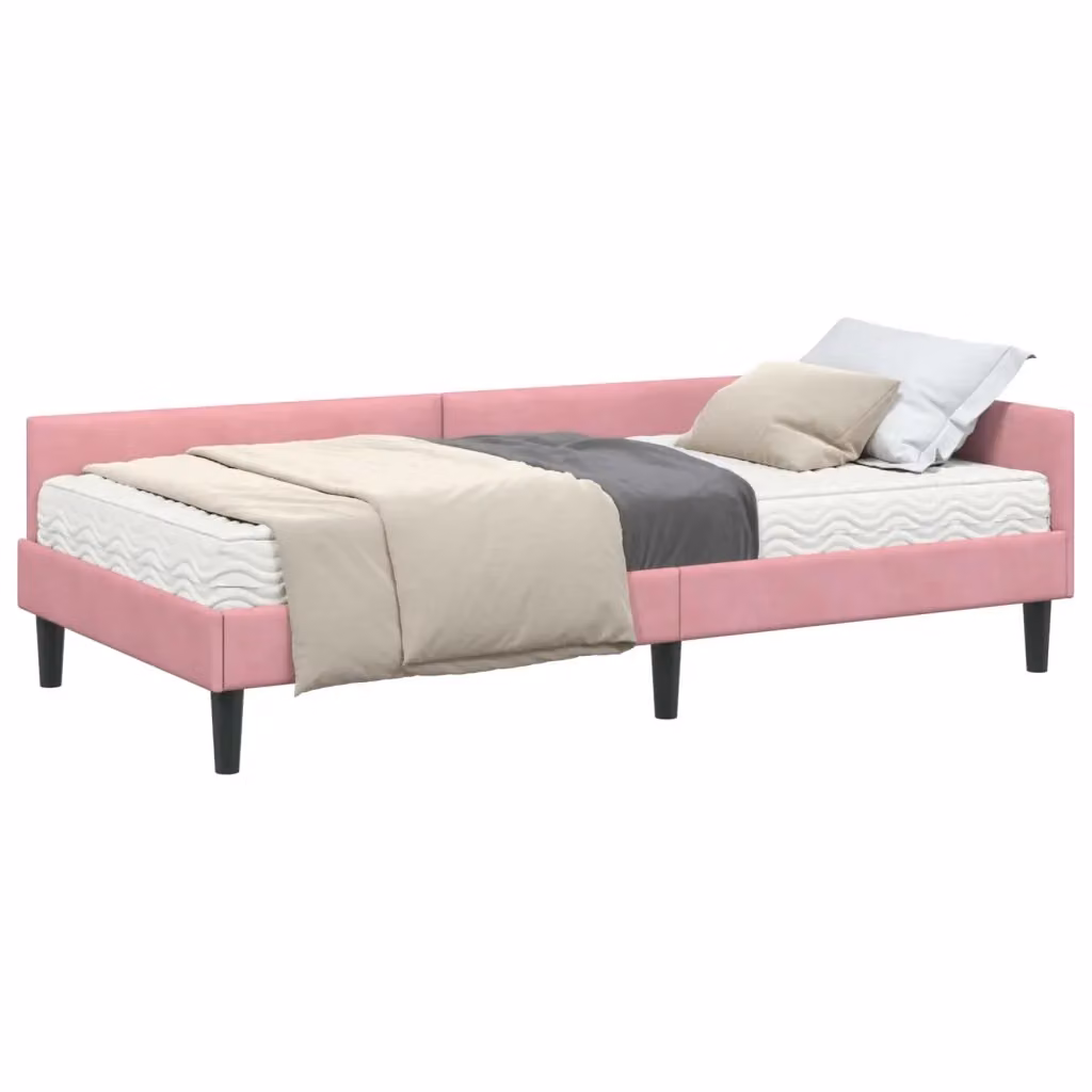 Letto Angolare con Materasso 2 Pezzi vidaXL in Velluto Rosa L/P/H: 200 x 100 x 57 cm – 2