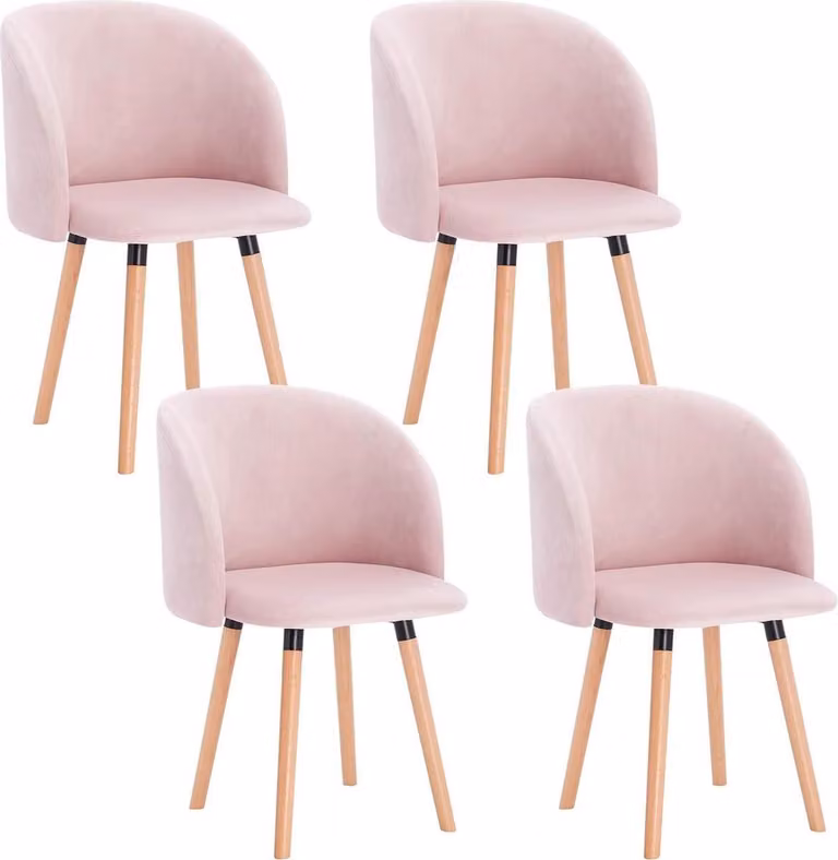 set di 4 sedie - Velluto rosa - Con braccioli - Sedia da pranzo - Sedia da conferenza