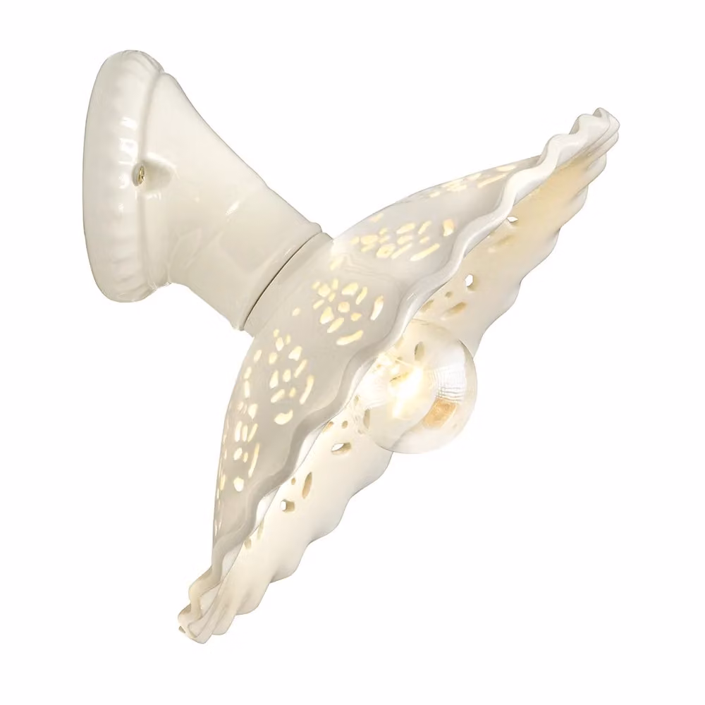 Applique da Parete MERLETTO di Ceramiche Borso in Ceramica Bianca Traforata Ø30 cm – 2