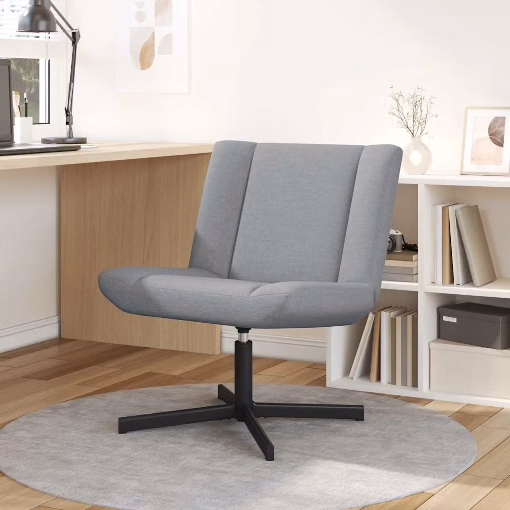 Sedia girevole moderna vidaXL in tessuto grigio e nero L: 63 cm, P: 75 cm, H: 76 cm