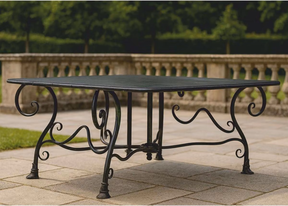 Casa Padrino Tavolo da giardino liberty nero 120 cm - Mobili da giardino nostalgici