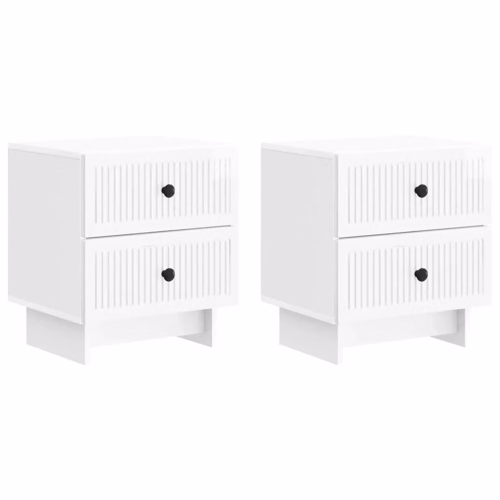 Set di 2 Armadi da Notte vidaXL Bianco Lucido L: 43 cm, P: 34,5 cm, H: 47,5 cm – 2