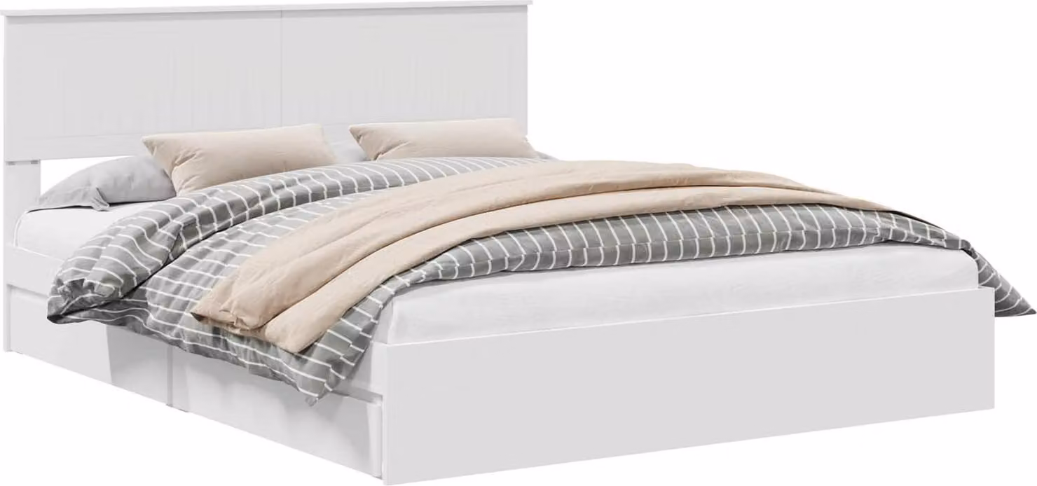 Letto con Contenitore Bianco 160 x 200 cm Legno multistrato