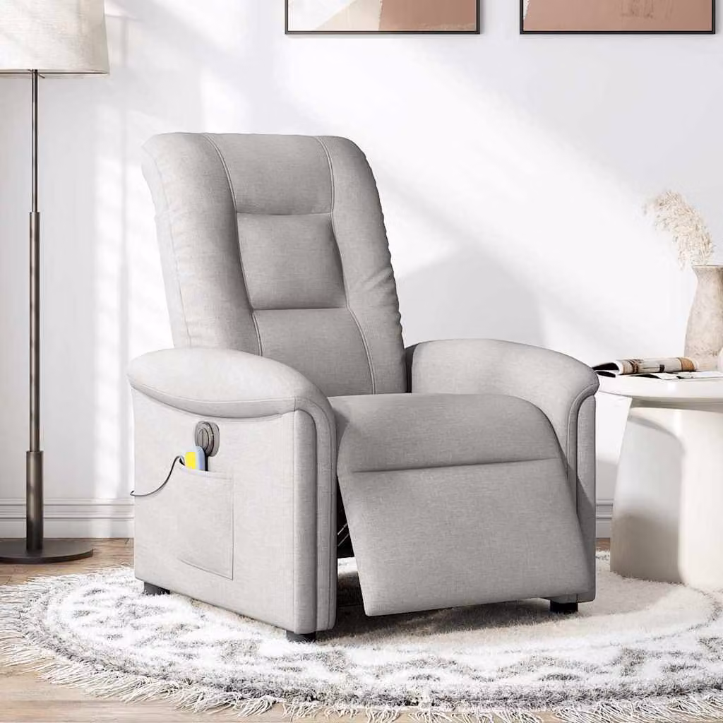 vidaXL Poltrona Reclinabile Massaggio Elettrica Grigio Nuvola Tessuto