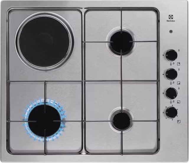 Piano cottura a incasso Electrolux Serie 300 misto gas e piastra elettrica 1000 W in acciaio inox e ghisa, colore argento/nero