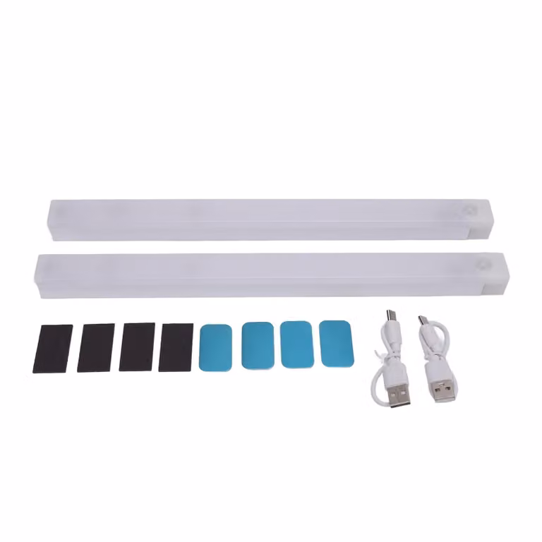 2 strisce luminose a sensore di movimento con batteria ricaricabile USB e 21 LED per armadi e guardaroba