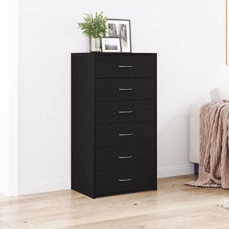 Credenza vidaXL con 6 cassetti in MDF nero moderno L: 50 cm, P: 34 cm, H: 96 cm