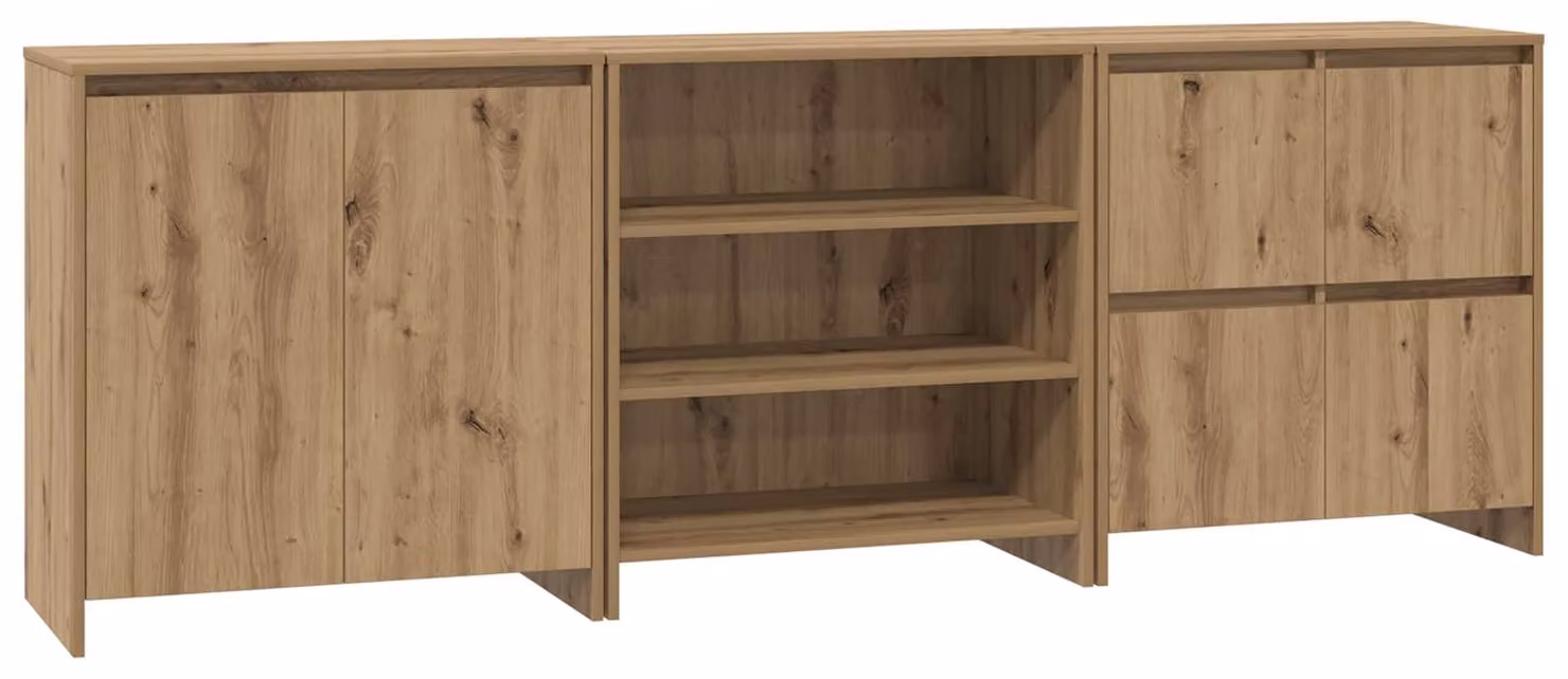 Credenza con cassetto 3 pcs Rovere artigianale 70 x 41 x 75 cm