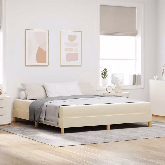 Letto moderno con materasso a molle a tasche vidaXL in tessuto beige L 180 x P 200 cm