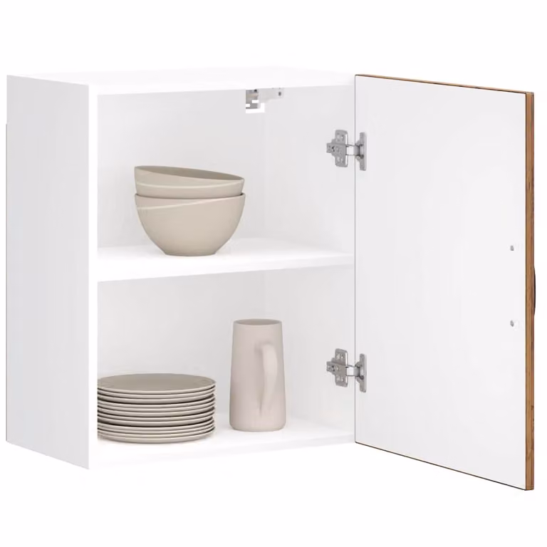 Set di 2 pensili da cucina vidaXL Lucca in legno multistrato, finitura opaca, marrone e bianco, L/P/H: 60 x 31 x 50 cm