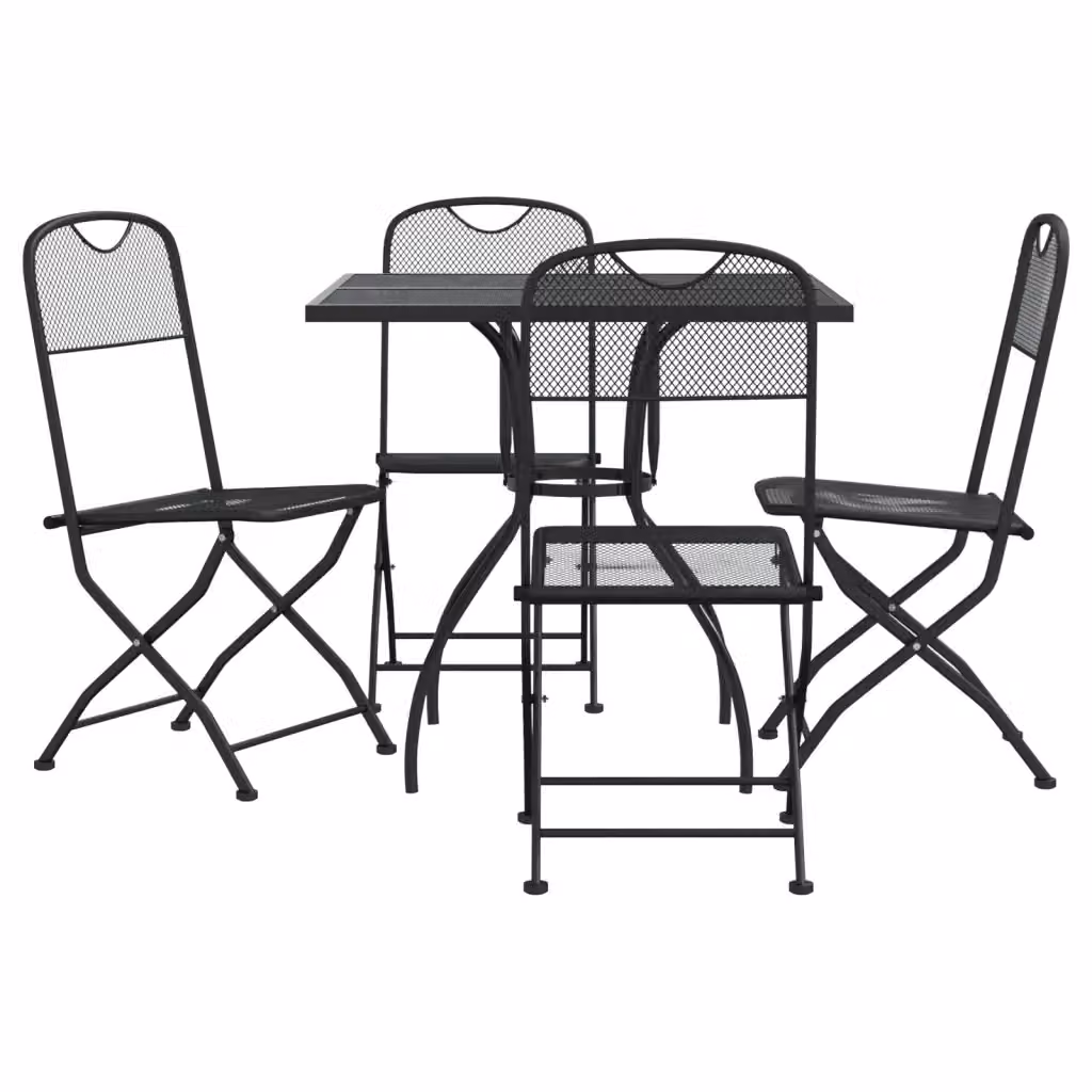 Set da pranzo da giardino vidaXL in metallo antracite con tavolo quadrato e 5 sedie – 2