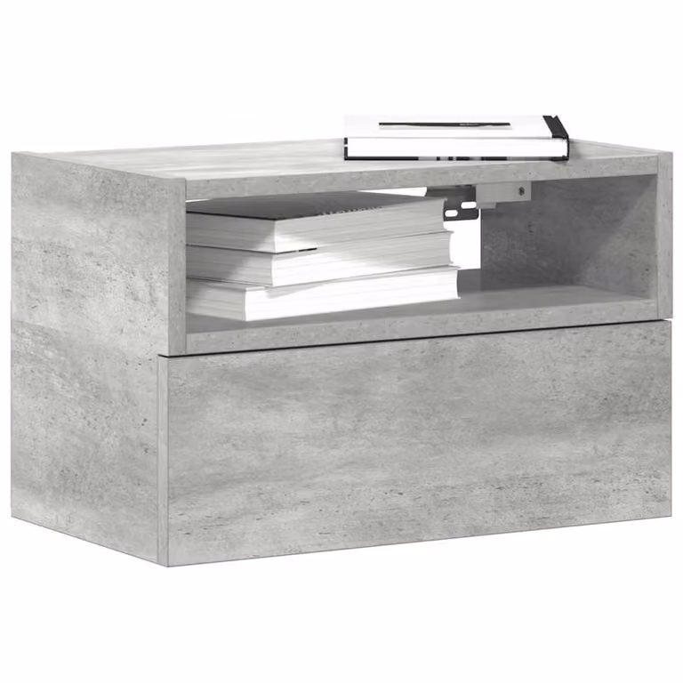 Comodino a muro vidaXL in stile moderno grigio cemento L 45 cm x P 26 cm x H 28,5 cm