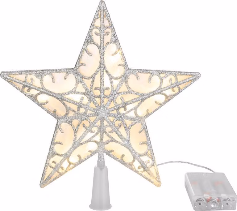 Stella di Natale MagicHome, in plastica, con timer, 10xLED bianco caldo, 25 cm, 2xAA