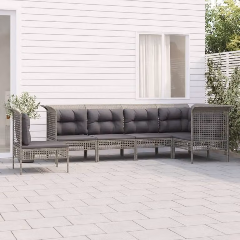 Maison Exclusive - Set Divani da Giardino 6 pz con Cuscini in Polyrattan Grigio