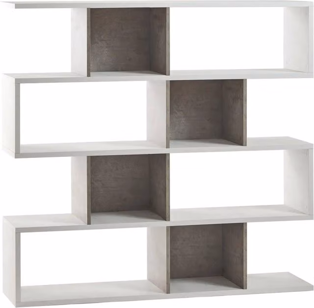 Libreria Modulare 4 Ripiani 150x144x38 cm Ossido Bianco/Cemento