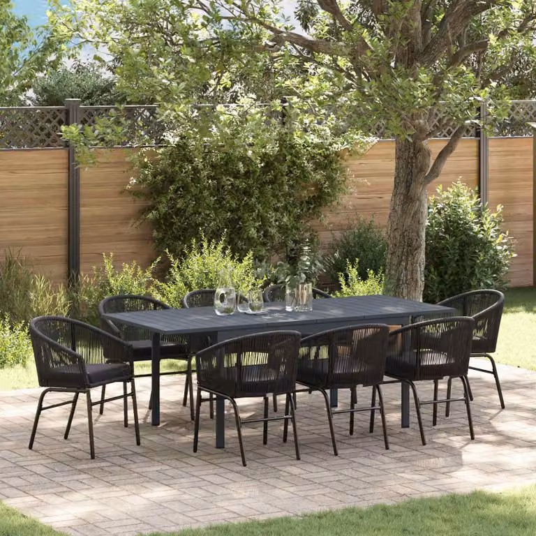 Maison Exclusive - Set da giardino per esterni, 9 pezzi, in rattan sintetico nero