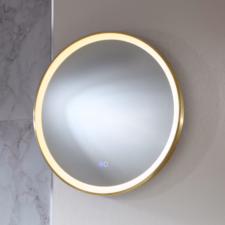 Specchio Rotondo Oro Satinato con Illuminazione a LED - 600mm