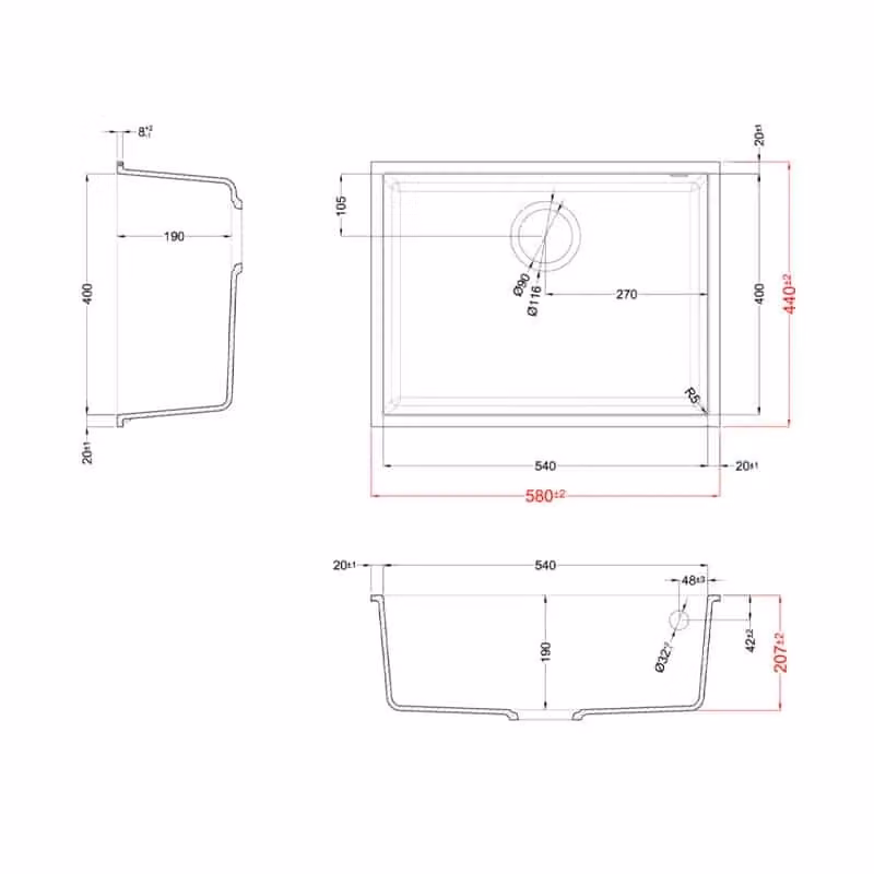 Lavello da incasso sottotop Elleci Quadra 110 in Granitek Espresso Marrone L: 58 cm, P: 44 cm – 2