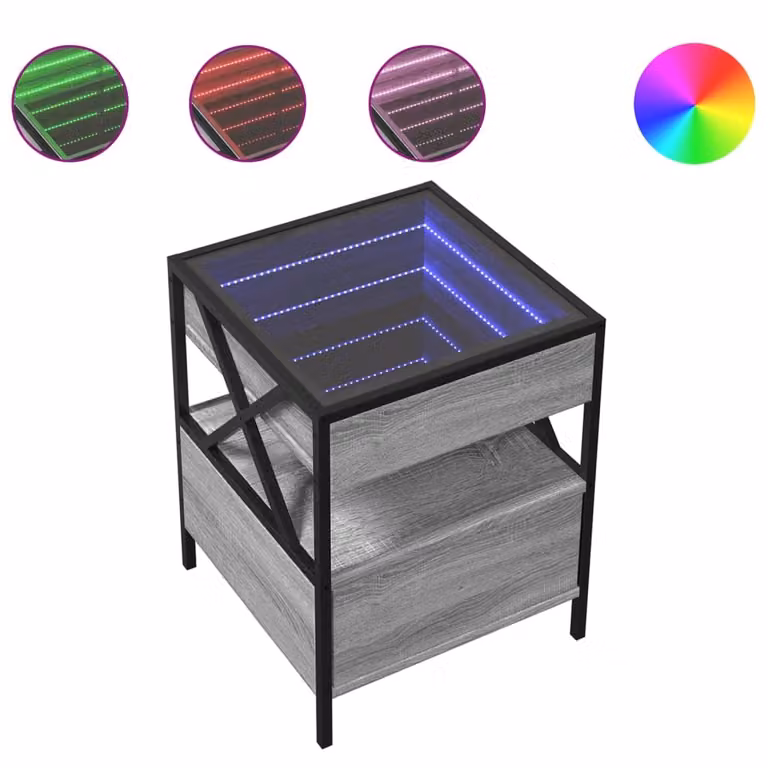 Tavolino da Salotto con LED Infinity Grigio Sonoma 40x40x51 cm
