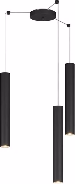 Lampadario Industrial-Minimal Xeana Metallo Nero 3 Luci Gu10