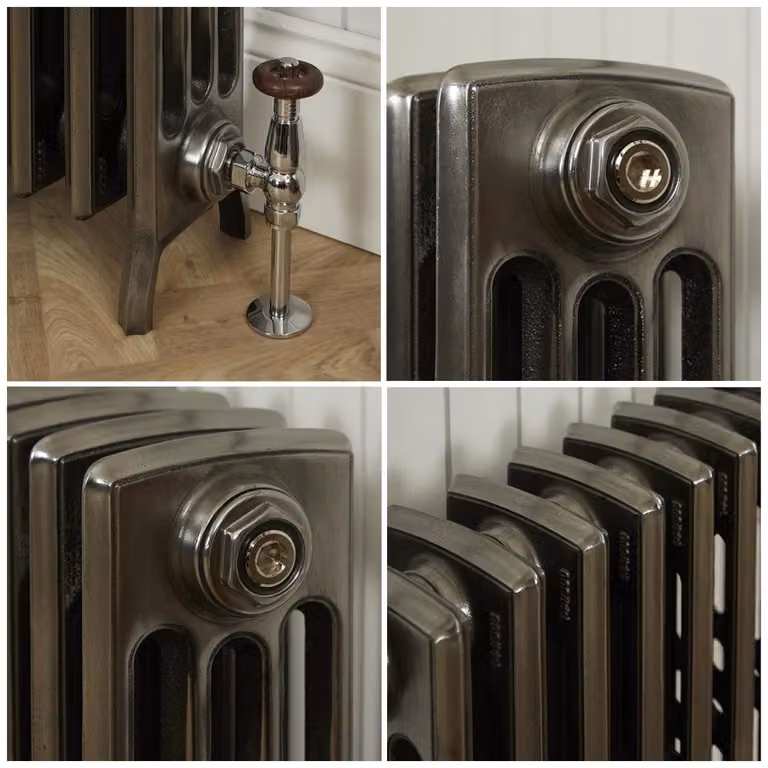 Radiatore Tradizionale in Ghisa a 6 Colonne - Metallo Grezzo Lucidato - 660mm x 271mm