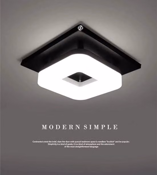 Plafoniera LED moderna per bagno in metallo e plastica, protezione IP44, colore bianco, forma quadrata