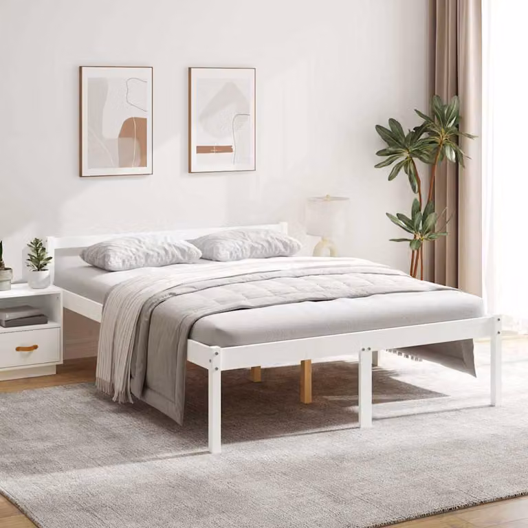 Letto per anziani vidaXL in legno massello di pino bianco L/P/H: 160 x 200 x 70,5 cm