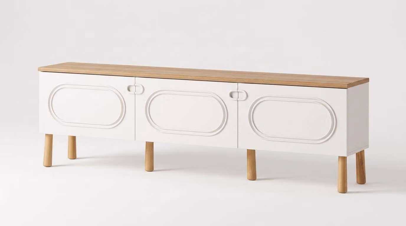 Mobile contenitore in stile moderno, colore beige, nuovo, comodo, ideale per il soggiorno, pratico