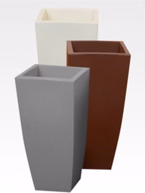 Vaso Quadro in pietra TEKCNOPLAST grigio e bianco, L/P/H: 40 x 40 x 90 cm