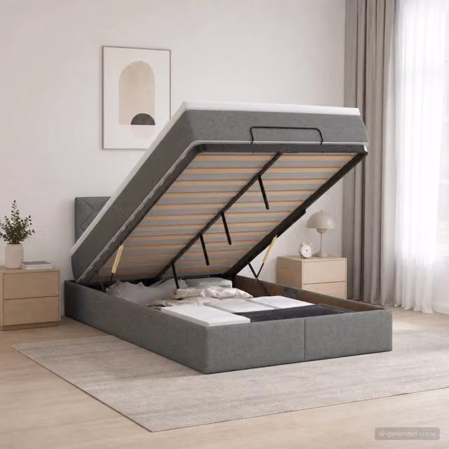 Letto ottomano con materasso Grigio Scuro 120 x 200 cm Tessuto 3456400